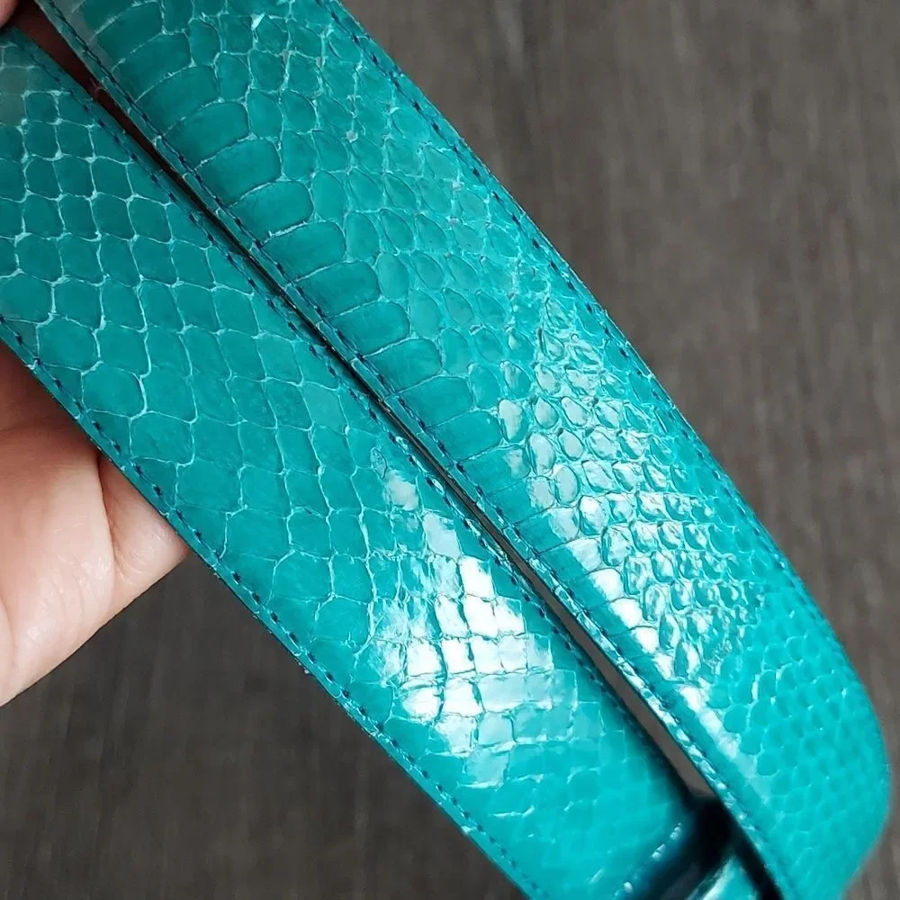 RETRO COLLECTIF GENUINE SNAKESKIN TEAL BELT SIZE LARGE